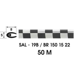 Resim Dekoratif 5mm Siyah Gri Damalı Şerit Çıta | 3 Metre | Araç Iç Dış Kaplama Bandı U tipi Geçmeli 