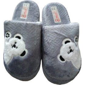 Resim Selda Akyol Arslan Bayan Ev Terliği Panda Desenli Gri 