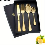 Resim Ahşap kutulu 4/24 parça paslanmaz çelik yemek takımı, yüksek kaliteli ayna cilalı, bulaşık makinesinde yıkanabilir, restoranlar ve kamp için uygun 