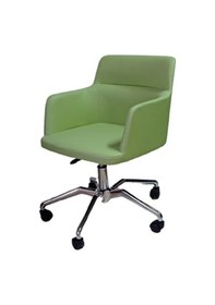 Resim Büro Sandalyesi Örümcek Yıldız Ayaklı Yeşil Suni Deri 