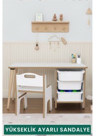 Resim 3 Çekmeceli Aktivite Masası Çocuk Masa Sandalye Seti Oyuncak Dolabı -tek Sandalyeli Çok Renkli 