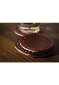 Resim Hakiki Deri Bardak Altlığı Rose (Dörtlü Set) Rose 