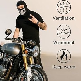 Resim Amazleer Hayalet maske, kuru kafa kar maskesi, 2 adet iskelet maskesi, motosiklet kar maskesi, kafatası yüz maskesi, kuru kafa, kar maskesi, iskelet, nefes alan motosiklet maskesi, siyah 
