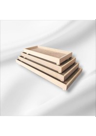 Resim Ahşap Boyanabilir Ayaklı Dikdörtgen 4'lü Sunumluk-tepsi Takımı 