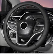 Resim Dofolink 38cm Siyah Deri-silikon Direksiyon Kılıfı - Kaymazsız, Su Geçirmez, Evrensel Uyum - Otomobil, Suv, Karavan İçin Siyah 