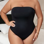Resim Kadınlar İçin Plus Beden Bodycon Tulum - Esnek Dar Kesim Siyah Tek Renk, Elde Yıkanabilir Günlük ve Resmi Giyim, Rahat Kıyafet, Şık Siluet, Forma Uygun Tasarım, Parti Kıyafeti, Nefes Alabilen Kumaş, Kıvrım Kadınlar 