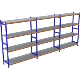 Resim Raf Burada 4 Katlı 3'lü Depo Rafı - 300-350 Kg Taşıma Kapasiteli Hafif Rack Raf- 50x90x200 cm 