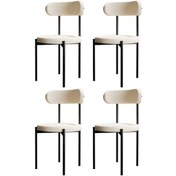 Resim Trend 4lü Mutfak Masası Sandalyesi Krem-siyah 