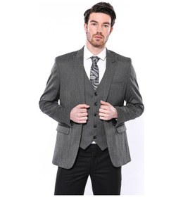 Resim Wessi Kendinden Desenli Slim Fit Füme Erkek Ceket 001 