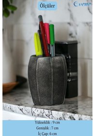 Resim Kalemlik Gümüş Eskitme Renk Masa Kalemliği Organizer Kalemlik Model 13 Çok REnkli 