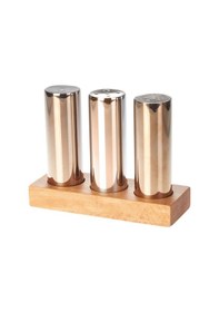 Resim Everest Büyük Yuvarlak 3'lü Tuzluk Biberlik Seti Bakır Gri 