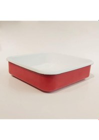 Resim Emaye Kare Fırın Tepsisi Kırmızı Kırmızı 