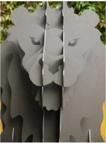 Resim Aslan Şeklinde Mangal, Kömürlü Barbekü, Metal Aslan Mangal, Dekoratif Heykel 