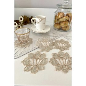 Resim Emtory Home Mexico Model | 6 Adet Fincan Yanı Sunum Peçetesi - Gold Kokteyl Peçetesi 