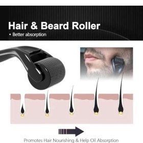Resim Derma Rulo 1.0mm, 540 Titanyum Microneedle Rulo Yüz Yüz Kırışıklıkları Için Saç Dökülmesi Streç Işaretleri Saç Büyütme Mikro Iğneler Profesyonel Microneedling Derma Iğneleme Kiti Kılıf ile 