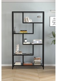 Resim Bofigo 6 Raflı Kitaplık Dekoratif Kitaplık Metal Kitaplık Ofis Kitaplığı Larissa Antrasit Antrasit 