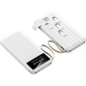 Resim 20.000 Mah Powerbank Kablolu Taşınabilir Şarj Cihazı Type-C, Lightning Micro Uyumlu LED Ekranlı Fenerli 