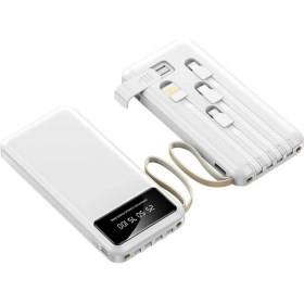 Resim 20.000 Mah Powerbank Kablolu Taşınabilir Şarj Cihazı Type-C, Lightning Micro Uyumlu LED Ekranlı Fenerli 