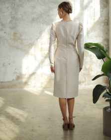 Resim Parisian Düğmeli Bej Nikah Elbisesi - 36 / Ekru 