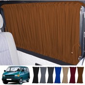 Resim Oto Pandami Volkswagen T4 - Transporter / Caravelle Kısa Şase 1990–2003 Uyumlu Taba Raylı Oto Perde Takımı 