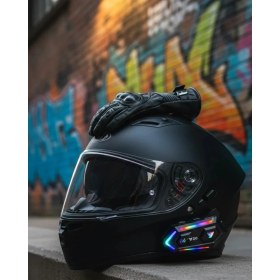 Resim Zero Land Snmswrld Intercom Mesafeli Ipx6 Suya Dalı Kask Kulaklık Sistemi 