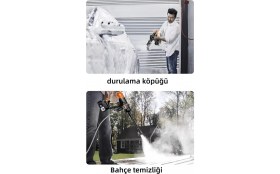 Resim Kraft Hart Çift Akülü Şarjlı Yüksek Basınçlı Oto Araba Bahçe Yıkama Sulama ve Temizleme Tabancası Makinesi 