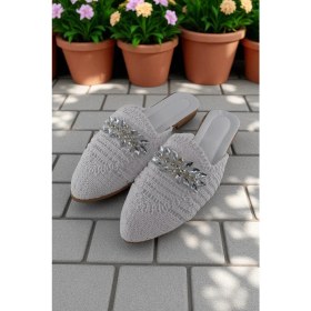 Resim Hfky Kadın Dantel Işlemeli Taşlı Rahat Çeyiz Ev Terliği Dış Mekan Terliği 