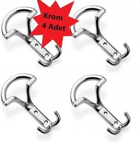 Resim Portmanto Askı Vestiyer Duvar Dolap Elbise Askısı Krom Lüx Eta Metal Mobilya Askısı 4 Adet 