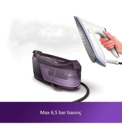 Resim Philips Lila Tonlu Ultra Kompakt Buhar Kazanlı Ütü, 6,5 Bar Basınç, 500 G Şok Buhar, 1,8 L Su Haznesi, Pratik Kullanım ve Güçlü Kırışıklık Açma Performansı Yoğun Ütü Temposunda Zamandan Tasarruf Isteyen 