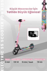 Resim Fable Elektrikli Çocuk Scooter! 130W, 2 Teker, Led Işıklı, Katlanabilir, 