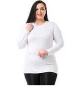 Resim Büyük Beden Bisiklet Yaka Uzun Kollu Viskon Beyaz Body 