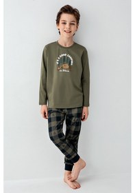 Resim Arnetta Erkek Çocuk Haki Pijama Takımı 5274-48510 Haki 