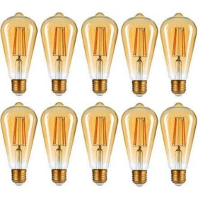 Resim Edison ST64 Flamanlı 4W Rustik LED Ampul 10'lu Paket Dekoratif Aydınlatma 