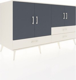 Resim Kronos Konsol 5 Raflı 3 Çekmeceli 4 Kapaklı 176x59x99 Aytaşı-antr Aytaşı-antrasit/aytaşı 