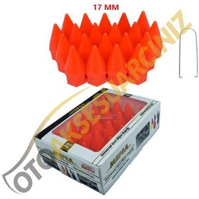 Resim A Kalite Mefsa Bijon Kapağı Sivri 17 Mm Turuncu 20 Li Set 