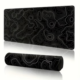 Resim Soğuk Çizgi Tasarımı Kauçuk Kaymaz Mouse Pad & Masa Matı - Canlı Kırmızı ve Turuncu Geometrik Desenli, Oyun, Ofis, Laptop, PC, Bilgisayar Masası Aksesuarları için Dayanıklı Kaymaz Yüzey, Modern Çalışma Alanı Aksesuarı 