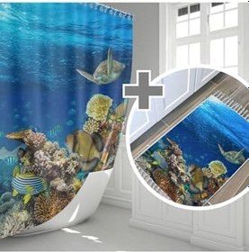 Resim Aquarium Banyo Paspas Ve Tek Kanat Duş Perdesi 1x180x200 Set 