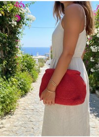 Resim OTTO STORE Hasır El Örgüsü Büyük Boy Clutch Yazlık Çanta 