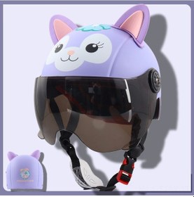 Resim Maiyame Kız Çocukları İçin Mor Lulu Desenli Elektrikli Bisiklet Kaskı - Çay Rengi Kısa Şase 