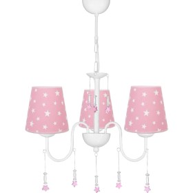 Resim Şenay Aydınlatma Çocuk Odası 3'lü Kumaş Abajur Avize-Pembe Yıldız 