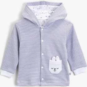Resim Erkek Bebek Kapüşonlu Yelek Çizgili Pamuklu Bibaby 