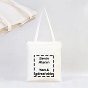 Resim Lime Art Design Kendin Tasarla Kişiye Özel 35X40 Fermuarlı Krem Ham Bez Çanta 