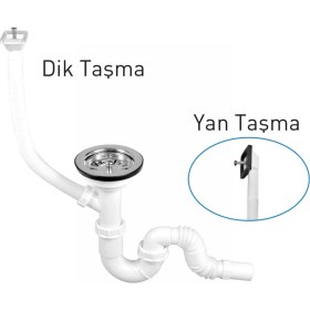 Resim Gama S Tekli Çöpmak Sifonu Taşmalı Derin Yan Taşma Lavabo Gider Takımı 