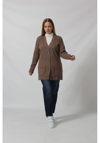 Resim Moda Berray Düğmeli Cepli Hırka Sütlü Kahve Sütlü Kahverengi 