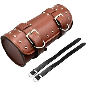 Resim Geeksen Motosiklet Alet Çantası Pu Deri Ayarlanabilir Omuz Askılı Motosiklet Çatal Çantası Kahverengi 