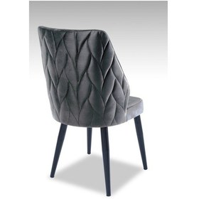 Resim Puffy Sandalye - Babyface Gri- Metal Siyah Ayak 4 Adet - Salon Sandalyesi / Mutfak Sandalyesi Gri 