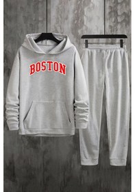 Resim Unisex Boston Baskılı Eşofman Takımı Gri 