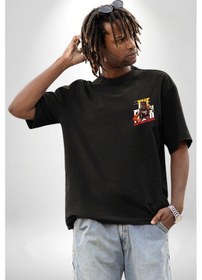 Resim Dwsol Yane Wade Miami Basketbol Siyah Oversize Unisex Ön Sol Yan Minimal Baskılı Tişört Koyu Siyah 