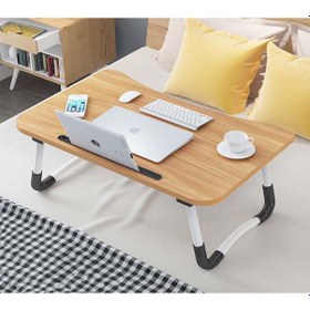 Resim Katlanabilir Portatif Laptop Yatak Koltuk Kanepe Kahvaltı Sehpası Beyaz - Siyah 