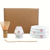 Resim 4 adet/takım Japon Tarzı Matcha Çay Seti Alet Rafı ile birlikte Kase, Çırpıcı, Kaşık dahil, Tören için Harika Hediye, Geleneksel Dekorasyon 